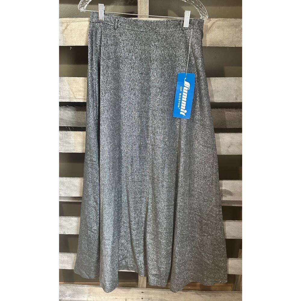 NWT Vintage Summit Of Boston Gray Silver Metallic A Line Maxi Skirt Size 28